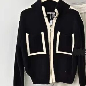 NWT BLACK WHITE ZIP UP CARDIGAN